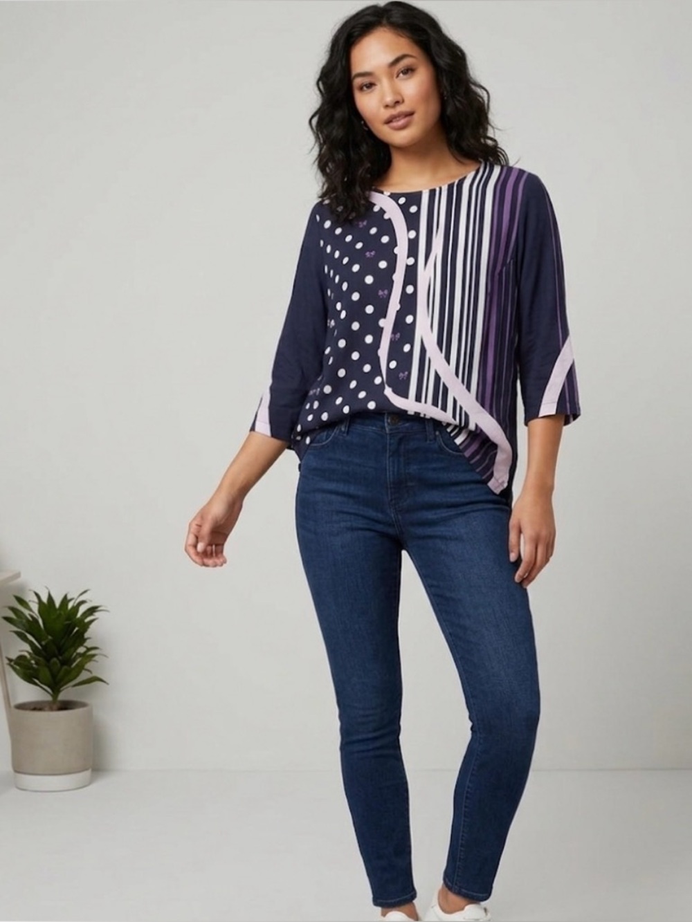 Eugen Klein Multi Patterned Navy Blouse Size 46